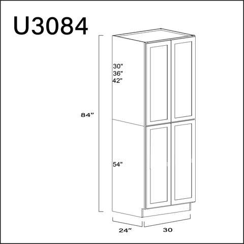 Revival White Antique Double Door Pantry Cabinet - 30" W x 84" H x 24" D