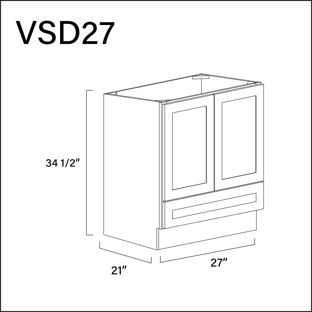 Revival White Antique Bottom Drawer Vanity Sink Base Cabinet - 27" W x 34.5" H x 21" D