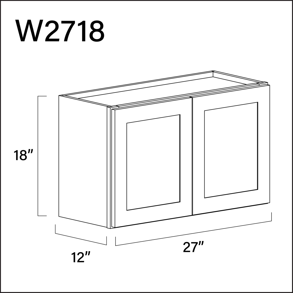 White Shaker Double Door Wall Cabinet - 27" W x 18" H x 12" D
