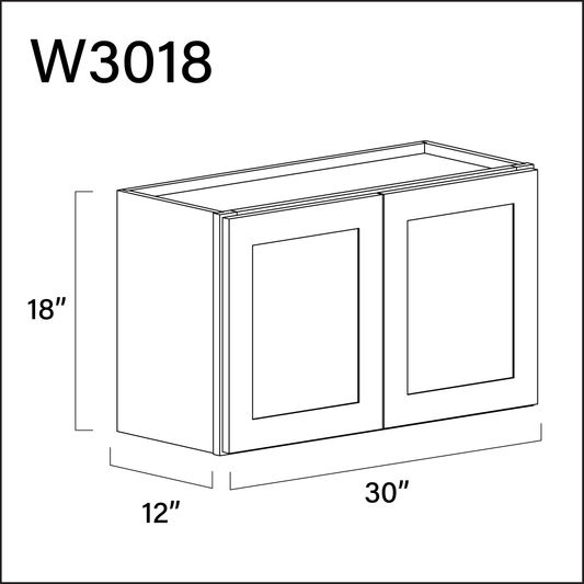 Revival White Antique Double Door Wall Cabinet - 30" W x 18" H x 12" D
