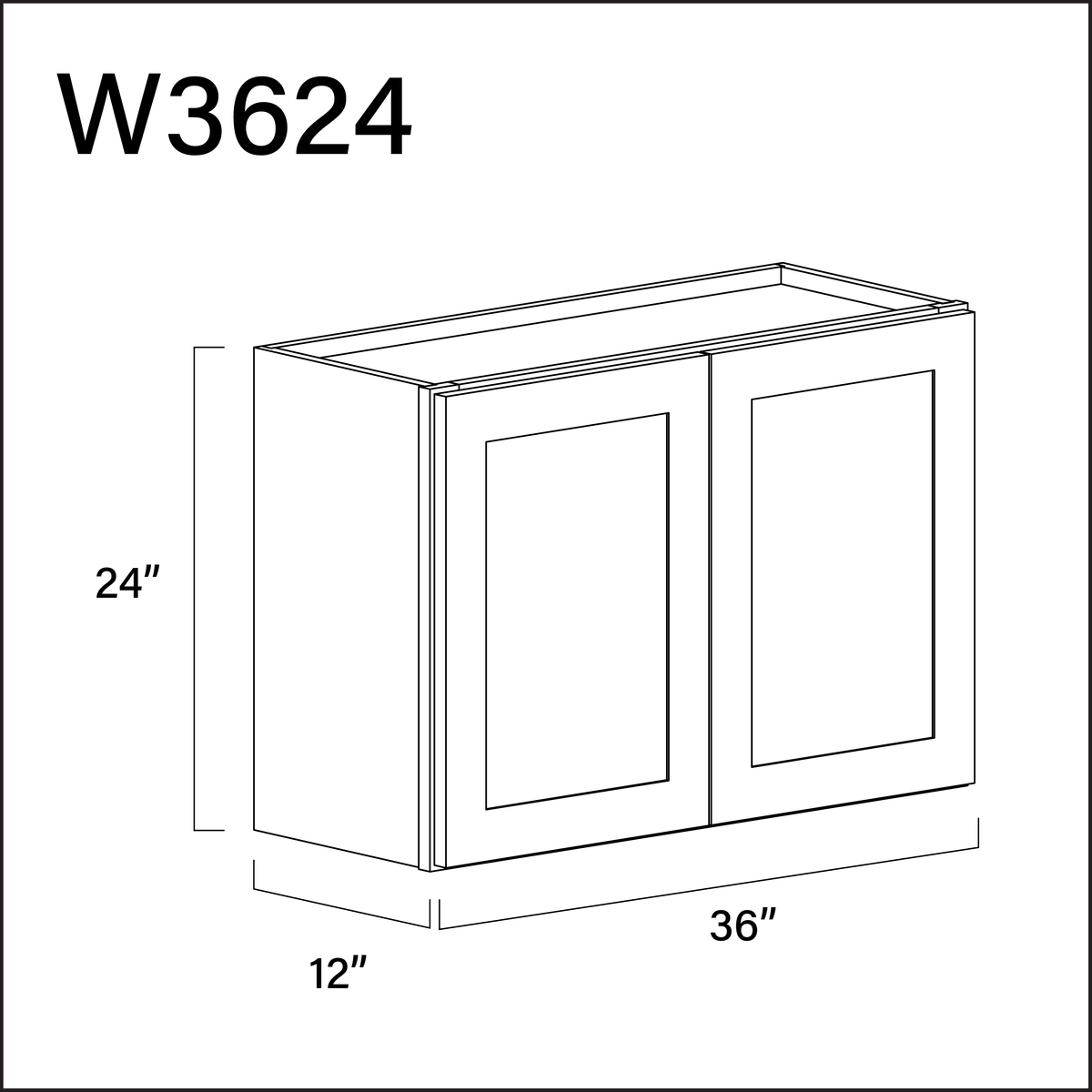 White Shaker Double Door Wall Cabinet - 36" W x 24" H x 12" D