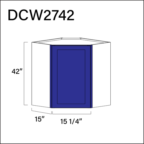 Royal Blue Shaker Diagonal Wall Corner Cabinet - 27" W x 42" H x 12" D
