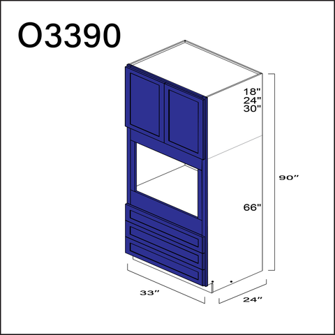 Royal Blue Shaker Single Oven Cabinet - 33" W x 90" H x 24" D