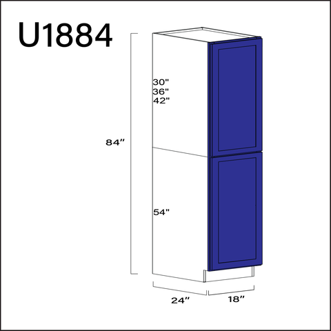 Royal Blue Shaker Single Door Pantry Cabinet - 18" W x 84" H x 24" D