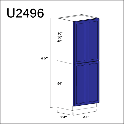 Royal Blue Shaker Double Door Pantry Cabinet - 24" W x 96" H x 24" D