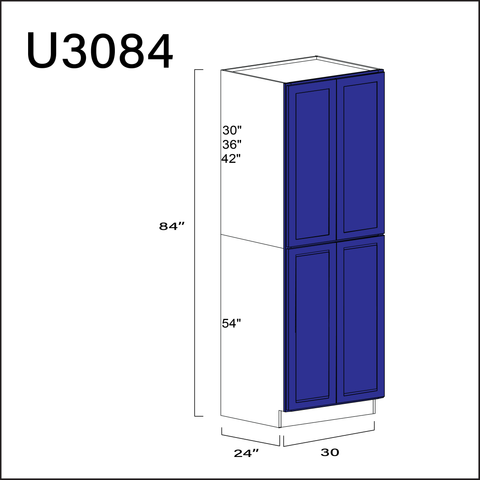 Royal Blue Shaker Double Door Pantry Cabinet - 30" W x 84" H x 24" D