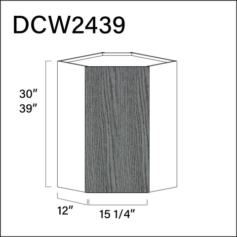 Textured Gray Frameless Diagonal Wall Corner Cabinet - 24" W x 39" H x 12" D