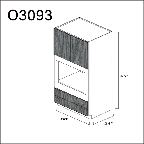 Textured Gray Frameless Single Oven Cabinet - 30" W x 93" H x 24" D