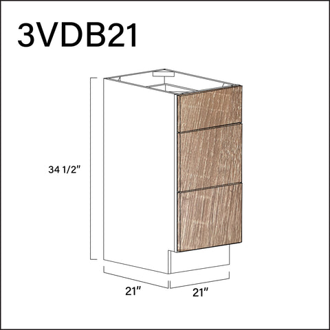 Textured Oak Shaker Vanity 3-Drawer Storage Cabinet - 21" W x 34.5" H x 21" D